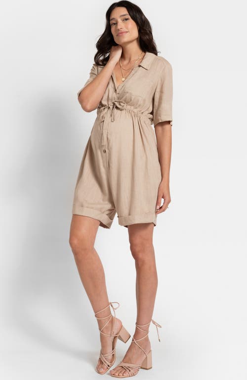 Shop Seraphine Utility Maternity/nursing Romper In Sand