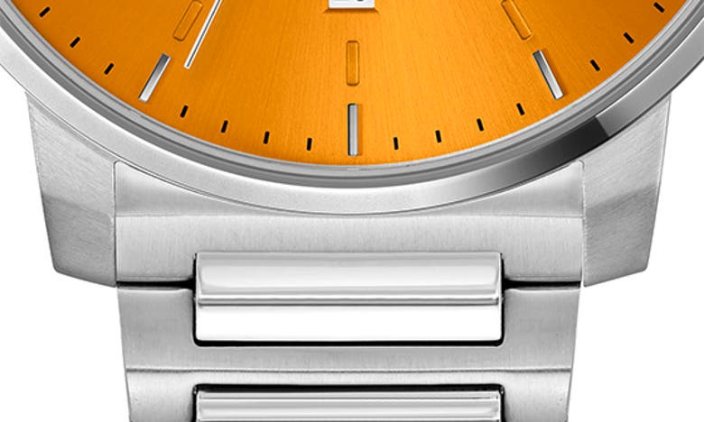 Hugo Boss Men's Dean Quartz Basic Calendar Silver-tone Stainless Steel Watch 41mm In Orange
