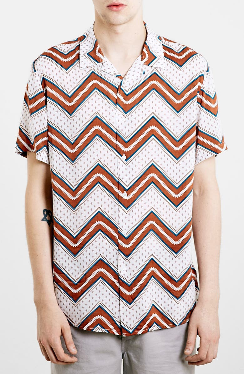 Topman Slim Fit Short Sleeve Print Shirt | Nordstrom
