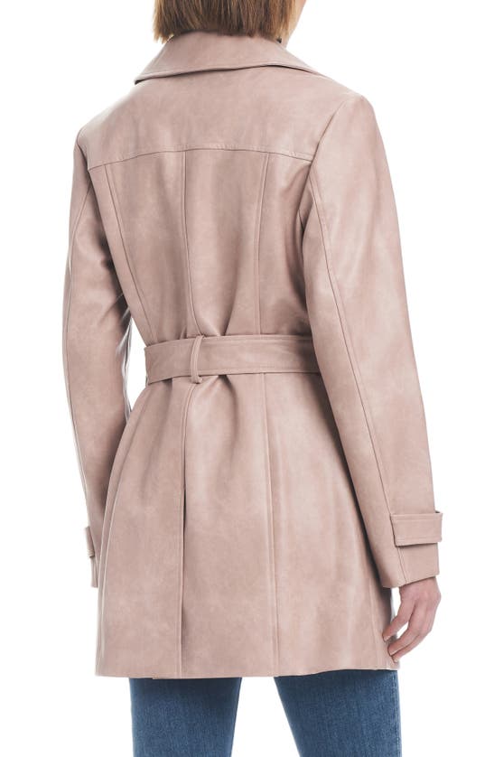 Sanctuary Faux Leather Trench Coat In Distressed Rose Smoke