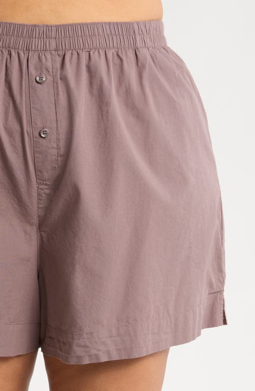 Shop Nordstrom Oversize Shirting Short Pajamas In Grey Plum