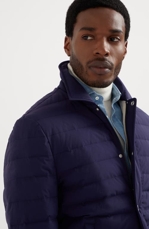 Shop Brunello Cucinelli Taffeta Down Jacket In Indigo