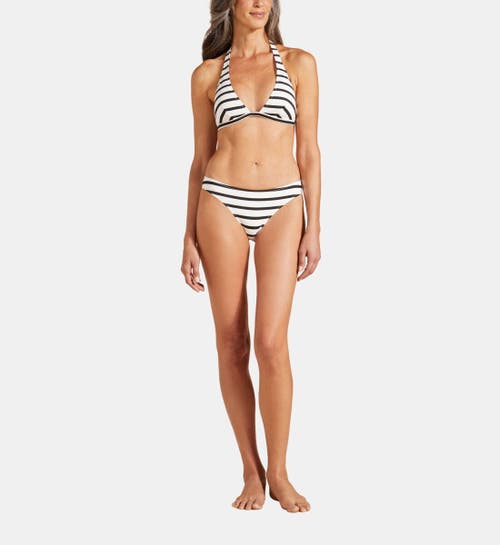 Vilebrequin Rayures Midi Brief Bikini Bottom In Noir Blanc