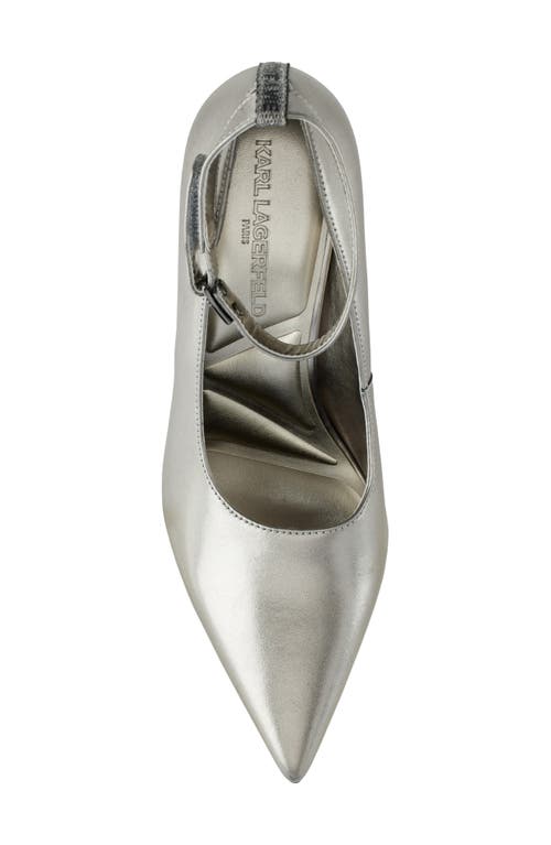 Shop Karl Lagerfeld Paris Sury Ankle Strap Pump In Pewter