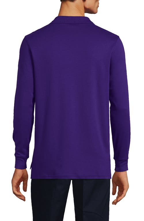 Lands' End School Uniform Long Sleeve Interlock Polo Shirt In Deep Purple