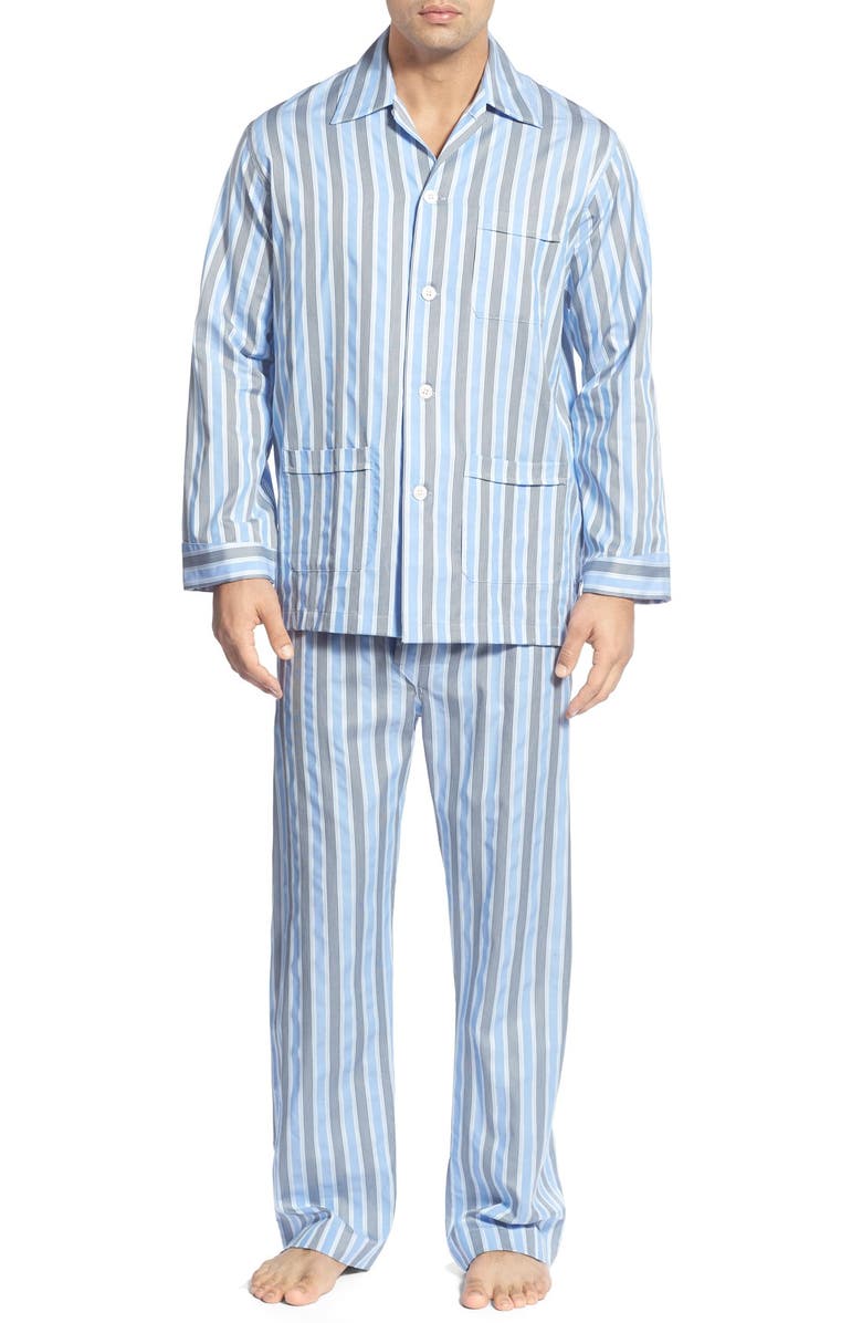 Derek Rose Satin Stripe Cotton Pajamas | Nordstrom