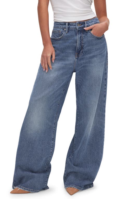 Good American Ease High Waist Wide Leg Jeans Indigo575 at Nordstrom,