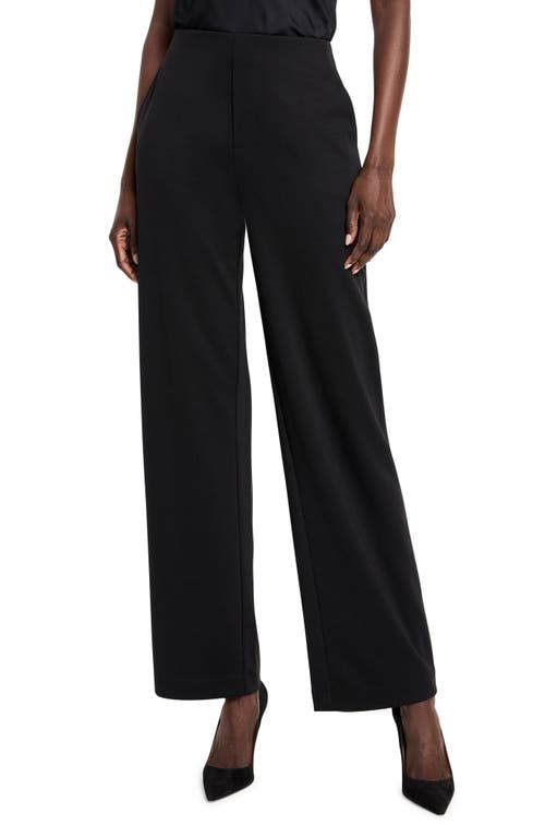 Shop Nic + Zoe Nic+zoe Drapey Wide Leg Ponte Knit Pants In Black Onyx