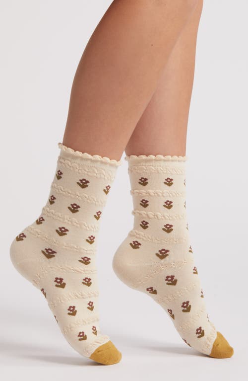 Casa Clara Print Crew Socks In White