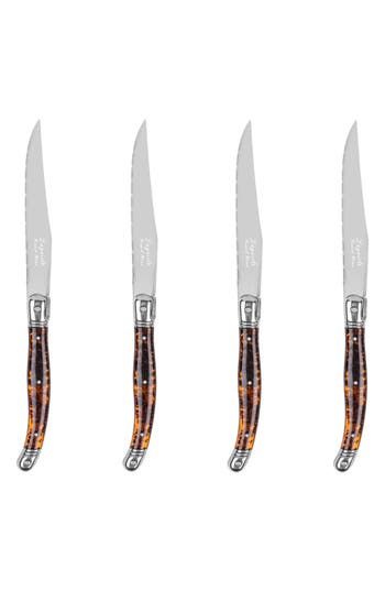 French Home Set Of 4 Laguiole Connoisseur Steak Knives In Tortoise Shell