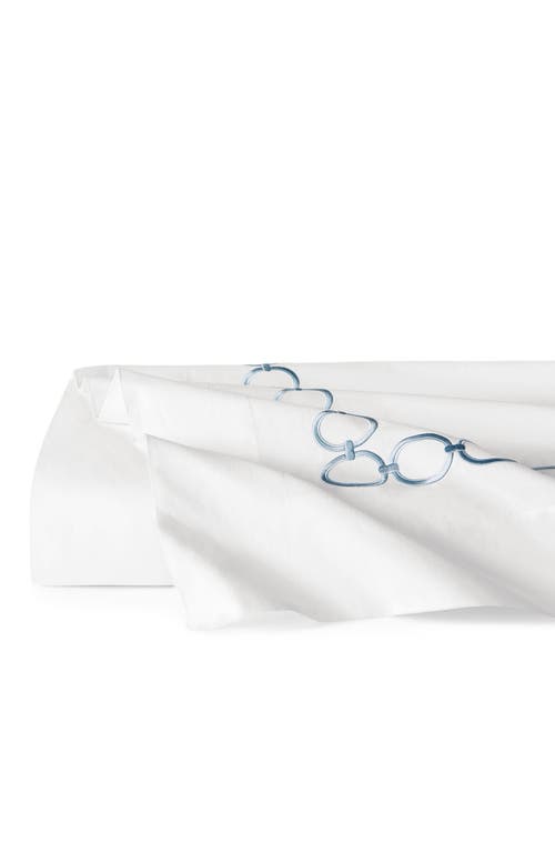 Shop Sferra Catena Flat Sheet In White/sea