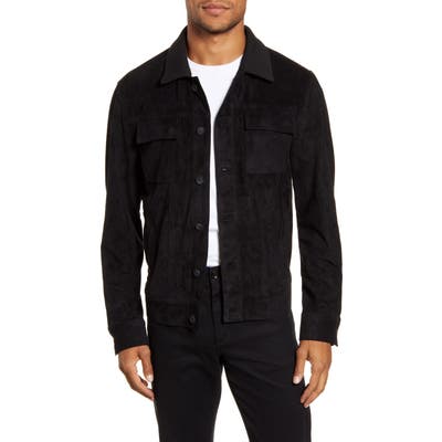 Vince Camuto Slim Fit Sueded Trucker Jacket, Black
