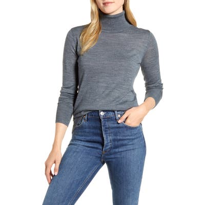 1901 Turtleneck Merino Wool Blend Sweater, Grey