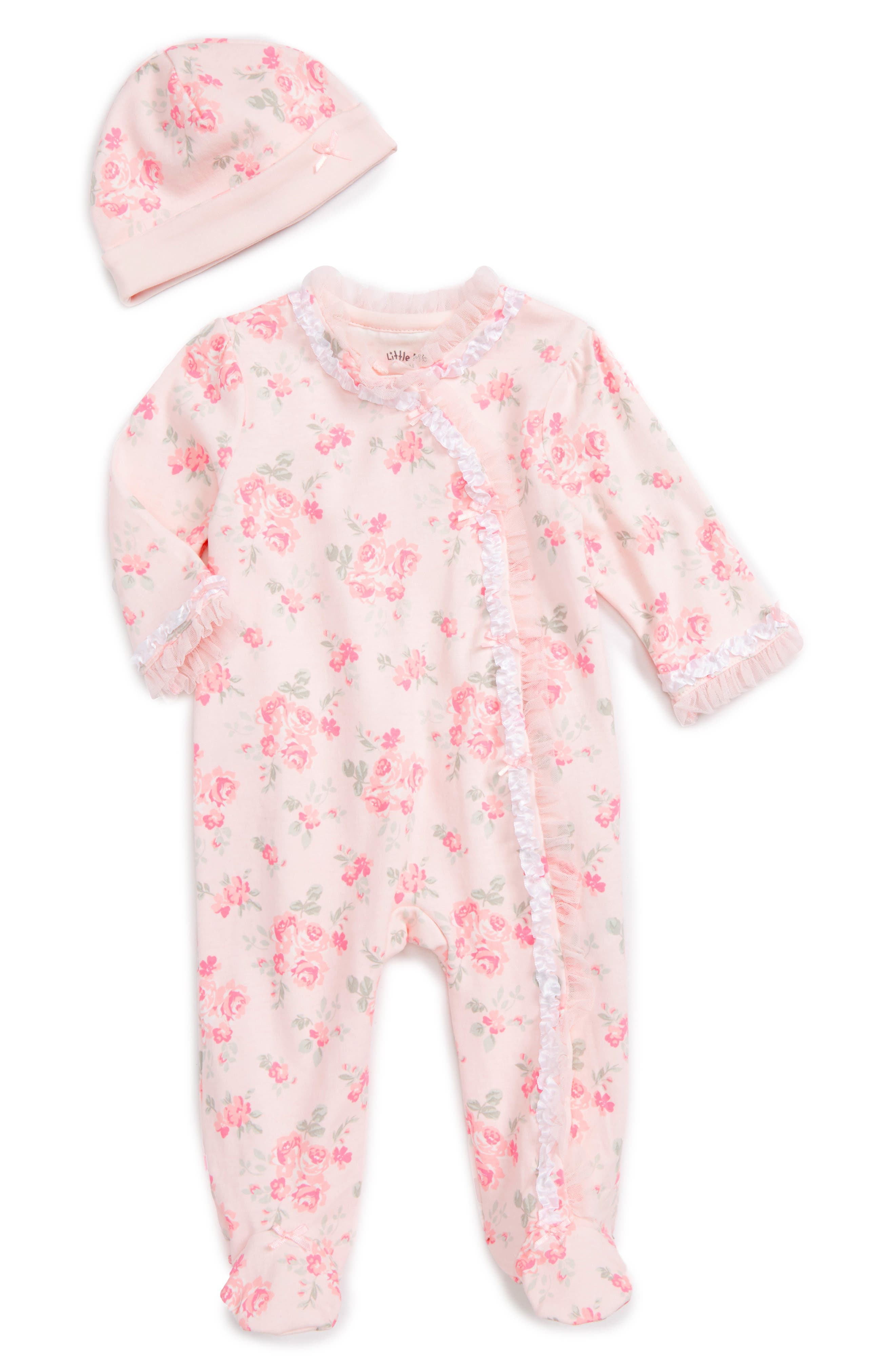 Little Me Footie & Beanie Set (Baby Girls) Nordstrom