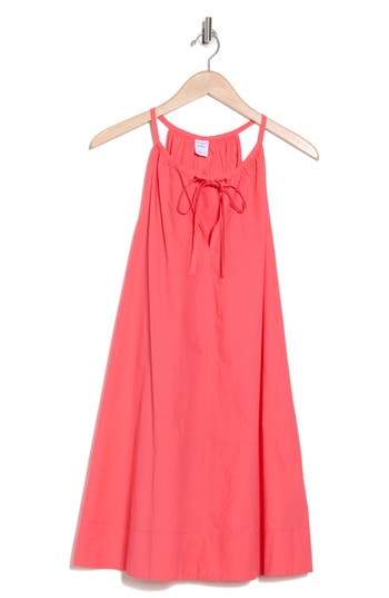 Shop Melrose And Market Tie Neck Sleeveless Poplin Dress In Pink Paradise