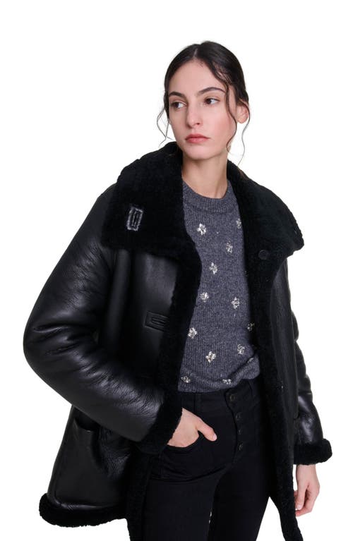 Shop Maje Reversible Leather Coat In Black