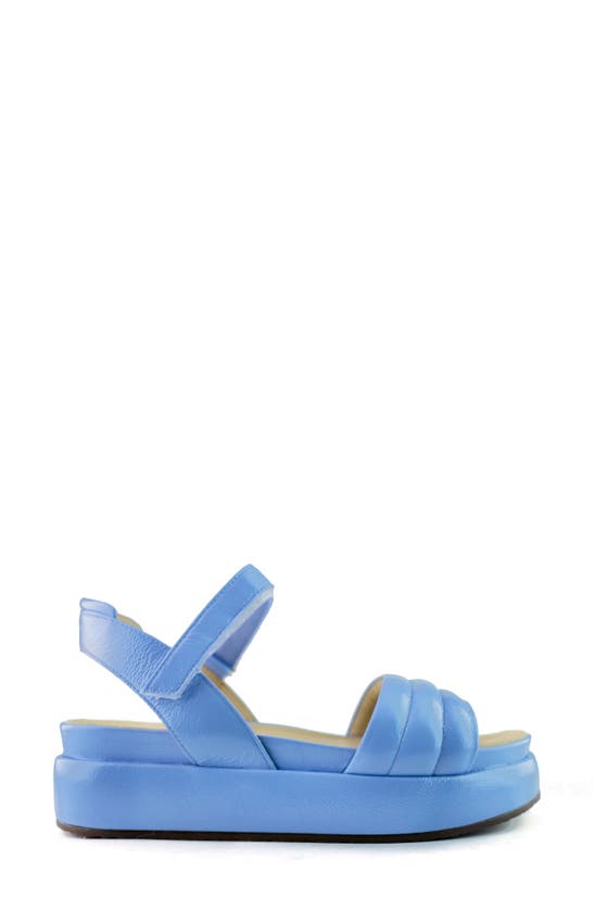 Marc Joseph New York Catherine Lane Ankle Strap Platform Wedge Sandal In Sky Blue Svelte Patent