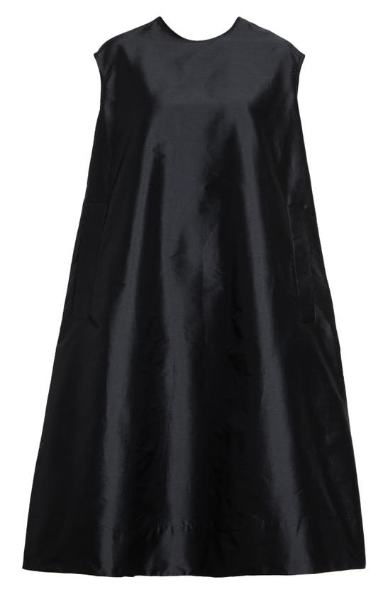 Shop Melitta Baumeister Bow Detail Taffeta A-line Dress In Black Taffeta