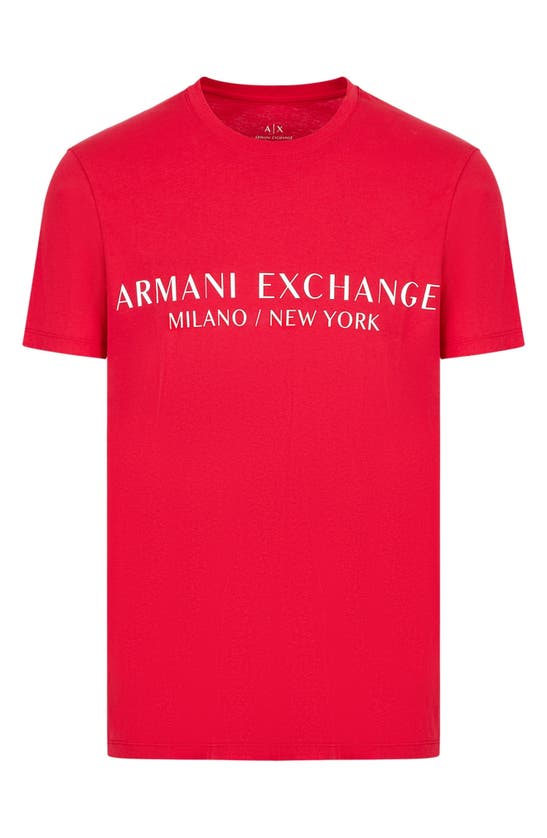 Armani Exchange Milano/new York Logo Graphic Tee In Lipstick Red