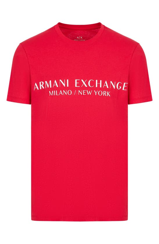 Armani Exchange Milano/new York Logo Graphic Tee In Lipstick Red