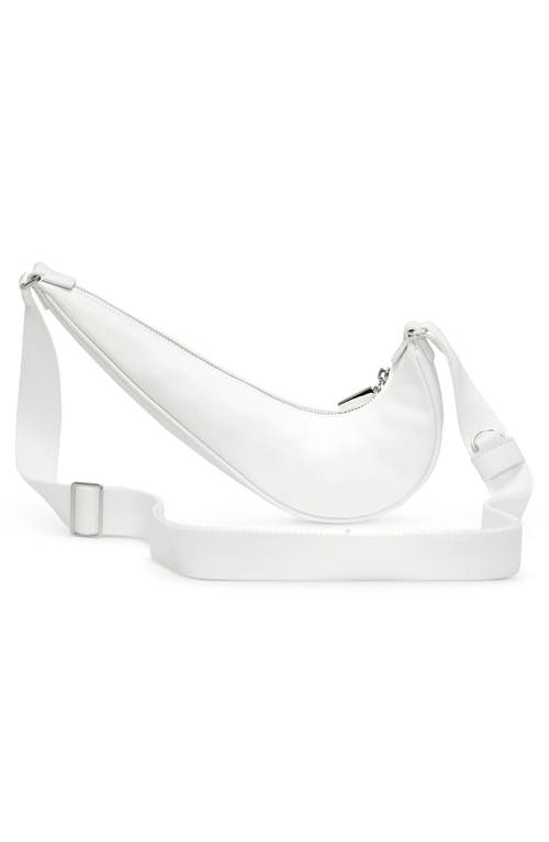 Shop Nike X Jacquemus Le Swoosh Leather Crossbody Bag In White/white/shiny Silver