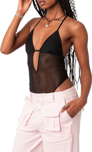 EDIKTED Sheer Bandeau Mesh Bodysuit