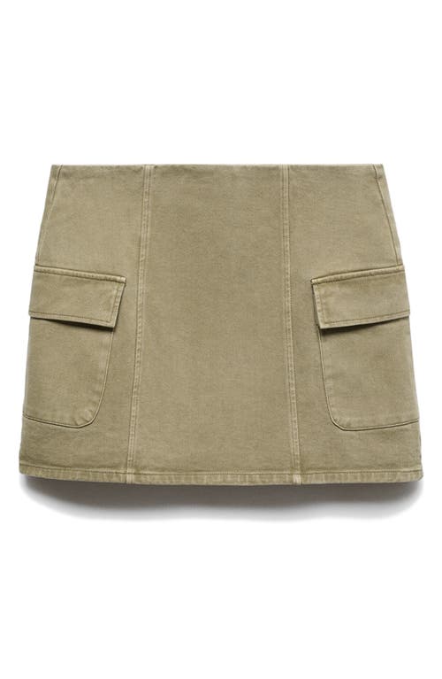 Shop Mango Denim Cargo Miniskirt In Khaki Green