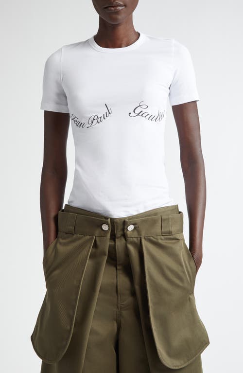 Shop Jean Paul Gaultier Logo Stretch Cotton Baby Tee In White/black