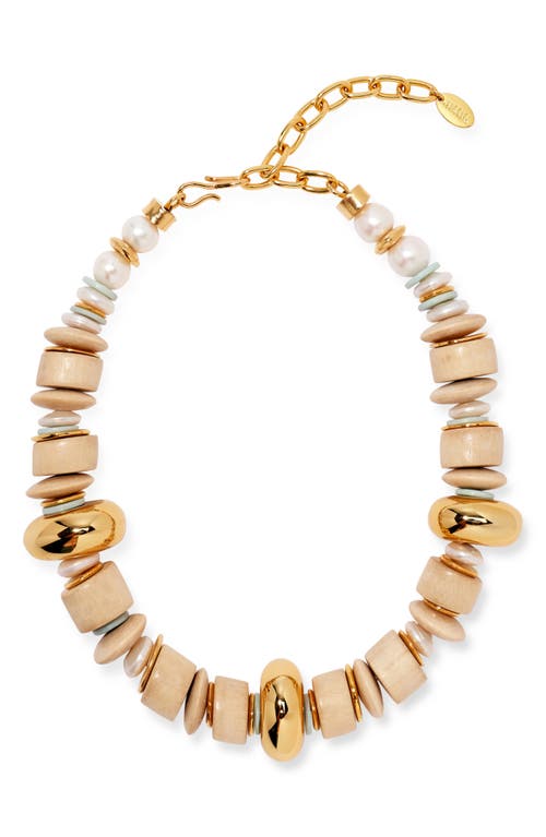 Interval Cultured Pearl Collar Necklace in Beige