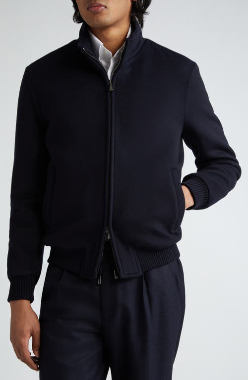 Thom Sweeney Wool & Cashmere Bomber Jacket Navy at Nordstrom,