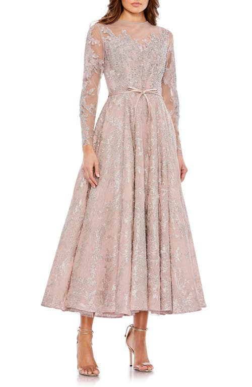 Mac Duggal Beaded Floral Long Sleeve Illusion Lace Gown at Nordstrom,