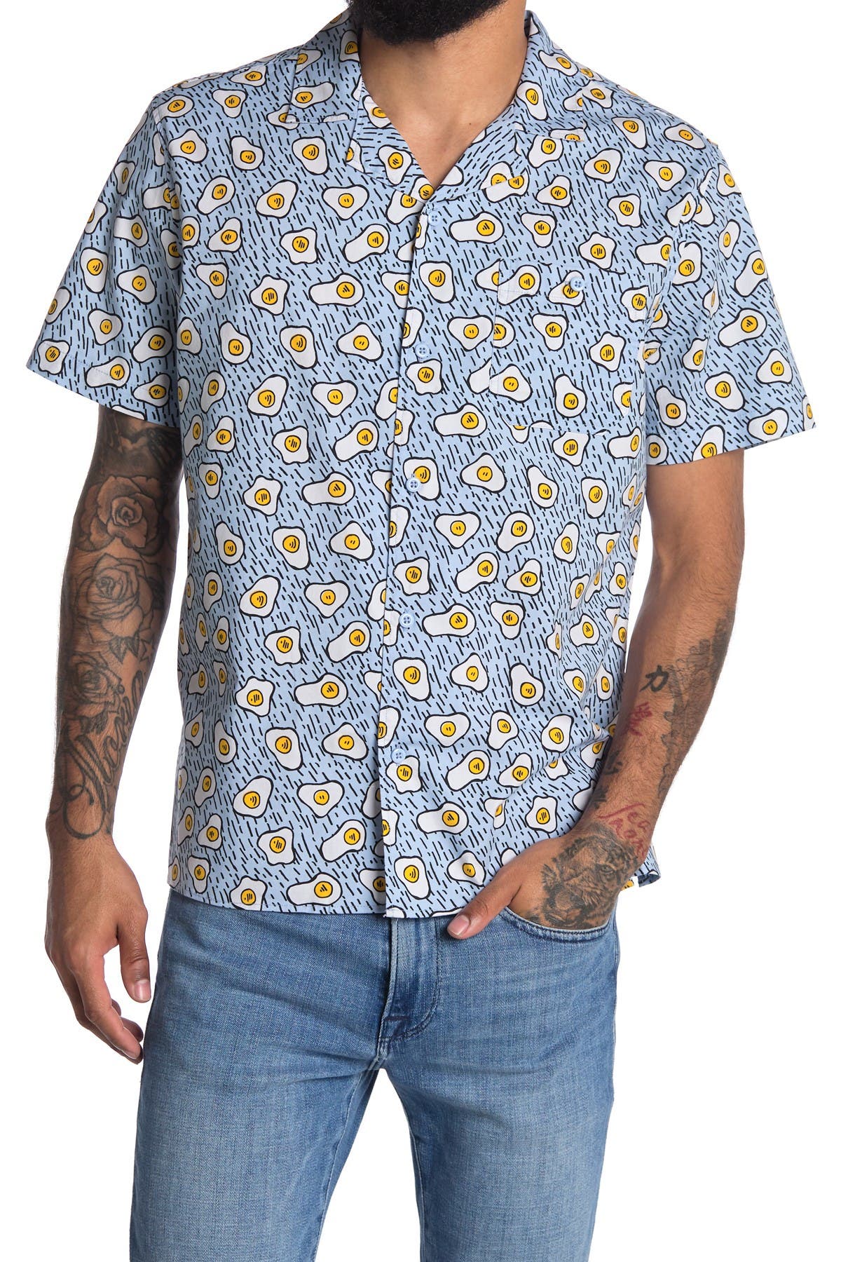 Abound Printed Short Sleeve Regular Fit Camp Shirt In Blue