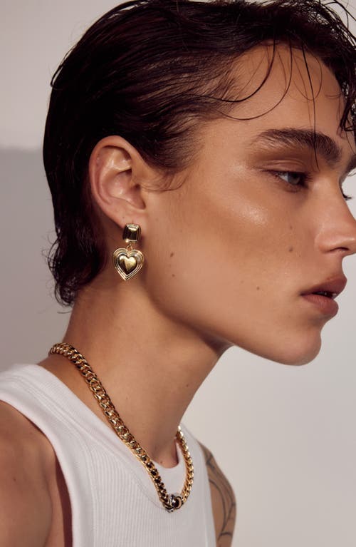 Luv Aj Two-tone Hear Drop Earrings In Gold