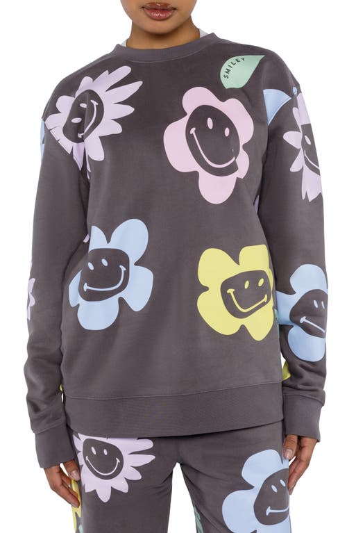 Smiley® x By Samii Ryan Happy Garden Crewneck Sweatshirt in Washed Black