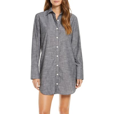 Maison Du Soir Sam Chambray Sleep Shirt, Grey