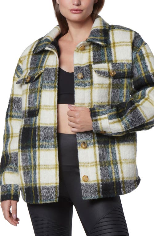 Marc New York Performance Faux Fur Lined Plaid Shirt Jacket in Olive Oil/Black