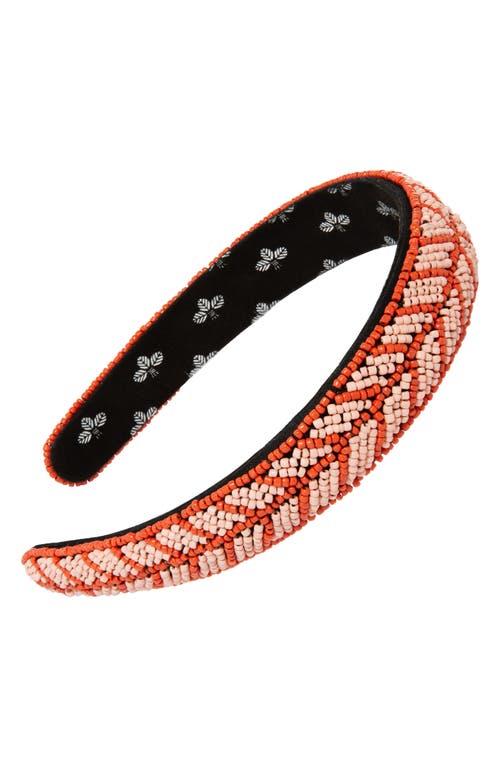 L. Erickson Evie Beaded Headband in Pink/Coral at Nordstrom