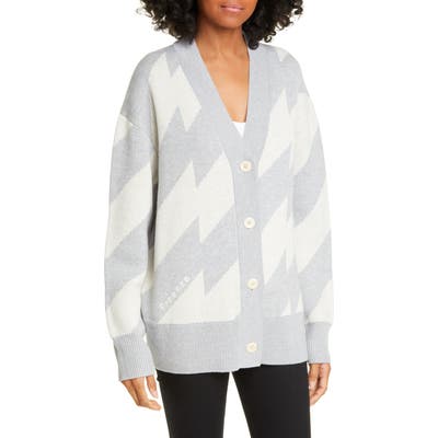 Proenza Schouler Pswl Glitch Jacquard Merino Wool Blend Cardigan, Grey
