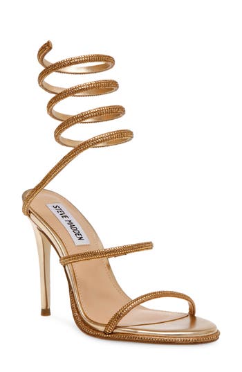 Steve Madden Women's Exotica Embellished High Heel Wrap Sandals In Bronze