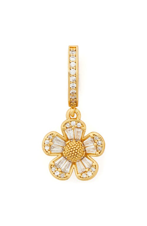Shop Kate Spade New York Fleurette Cubic Zirconia Huggie Drop Earrings In Clear/gold