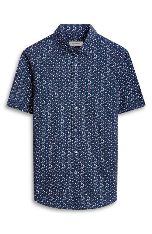 Shop Bugatchi Miles Ooohcotton® Barware Print Short Sleeve Button-up Shirt In Navy