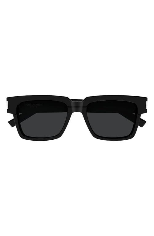 Saint Laurent Black Rectangular Unisex Sunglasses Sl 402-001 54 In Black