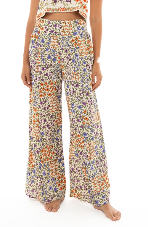 Mar Seed Print Wide Leg Cover-Up Pants in Ivory Multicolor