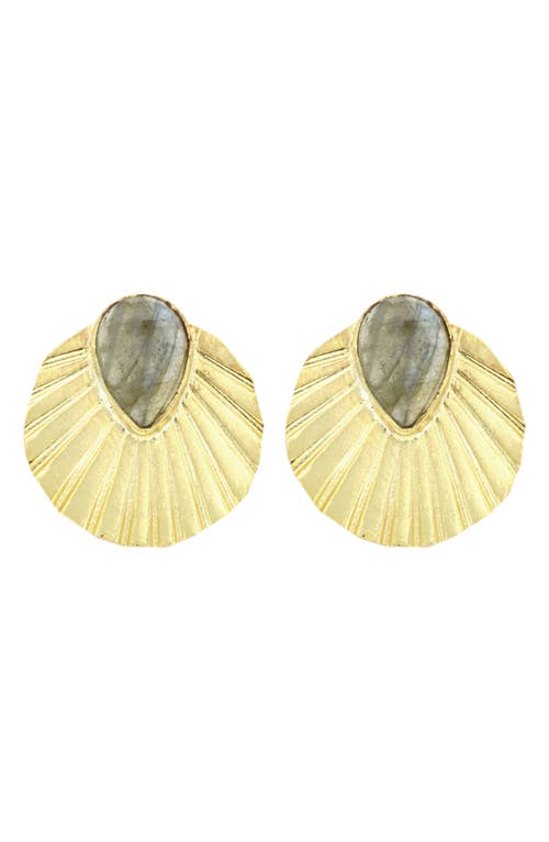 Shop Panacea Labradorite Fan Drop Earrings In Grey/gold