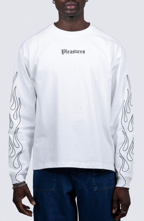 Shop Pleasures Fiery Heavyweight Cotton Logo T-shirt In White