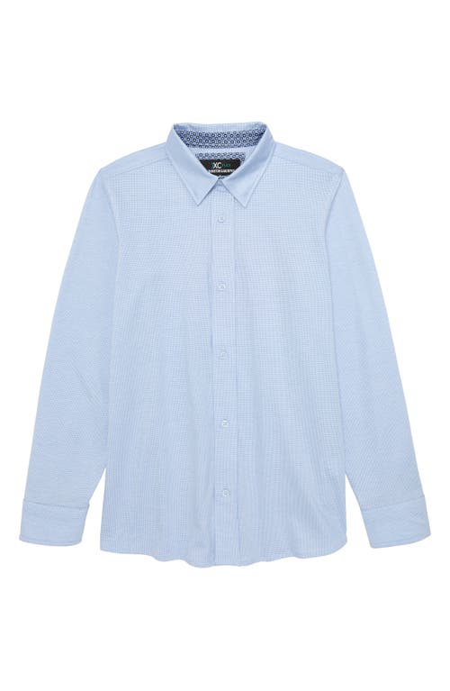 Johnston & Murphy Kids' Flex Stretch Button-Up Shirt Blue Birdseye at