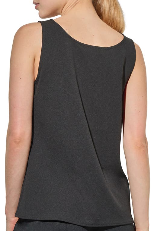 Shop Ming Wang Deco Stretch Crepe Tank Top In Black