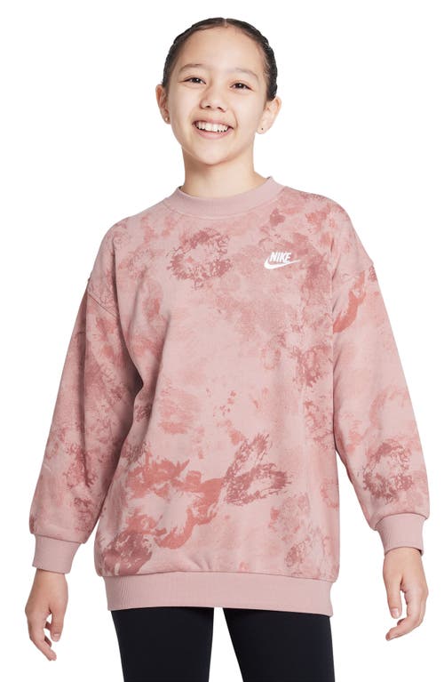 Nike Kids' Club Fleece Oversize French Terry Sweatshirt In Pink