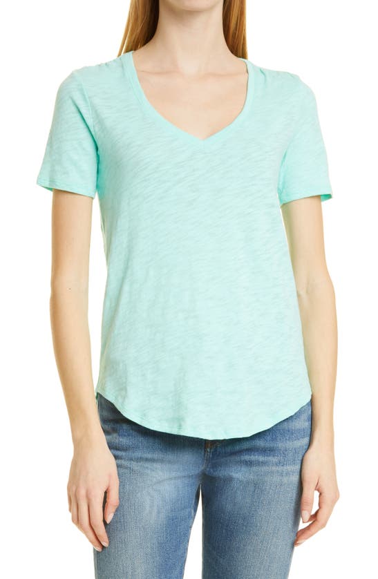 Atm Anthony Thomas Melillo Short Sleeve V-neck Tee In Aqua Surf