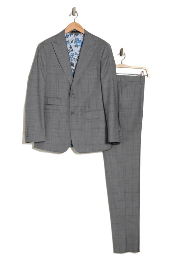 English Laundry Plaid Trim Fit Wool Blend Two-piece Suit In Gray